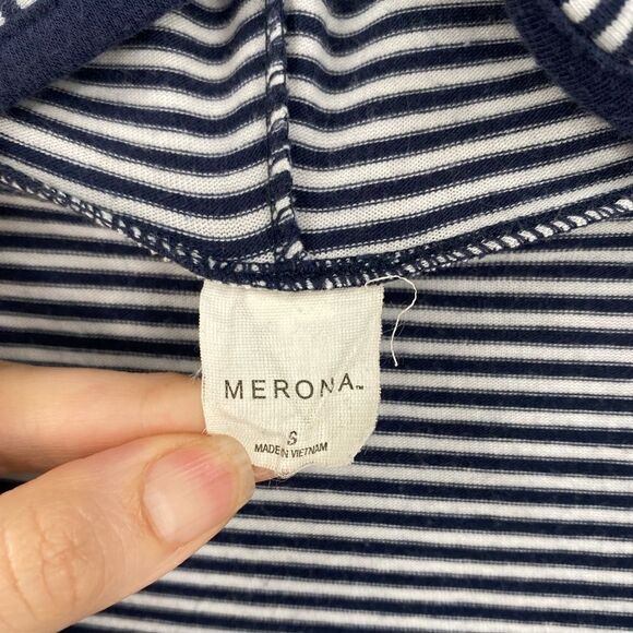 Merona Women’s V Neck Long Sleeve Striped Hoodie Swim Cover Up size S - Picture 2 of 3